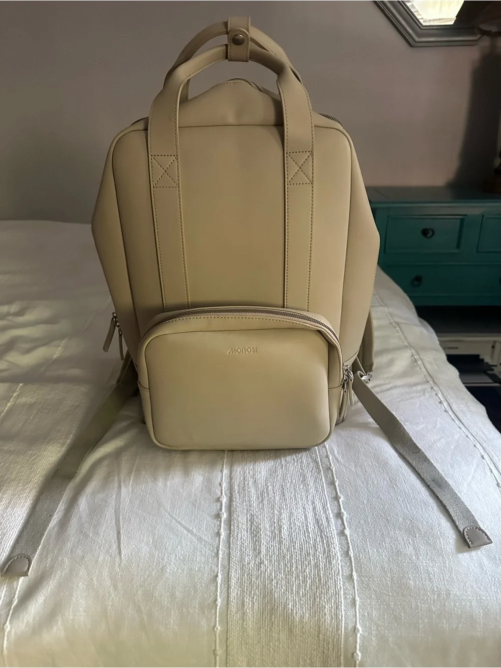 Monos Metro Backpack in Ivory Vegan Leather